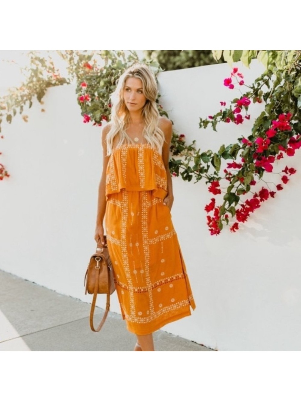Fate Strapless Embroidered Dress Marigold M